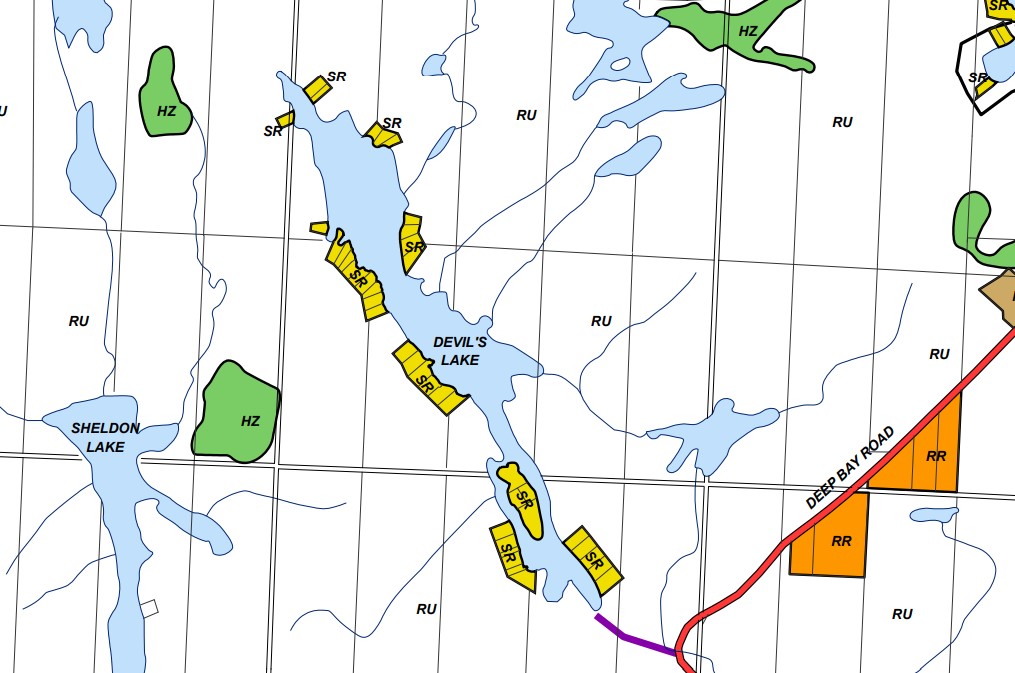 Zoning Map of Devils Lake in Municipality of Minden Hills and the District of Haliburton